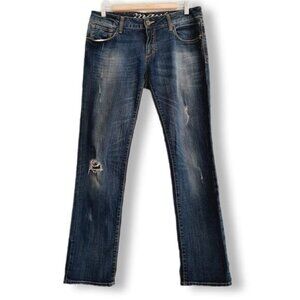 MAVI | Patti Straight Faded & Distressed Ripped  Blue Jeans Sz 28